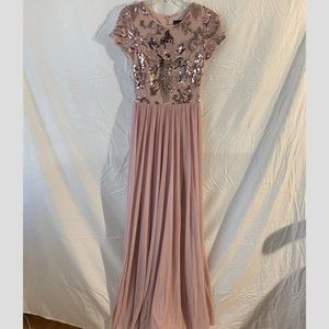 BETSY & ADAM Mesh A-Line Gown- NEW